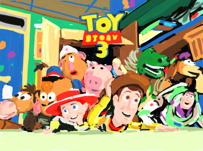 L’affiche de Toy Story 3 dessinée sur un iPad