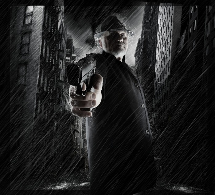 Style noir, gangster in the rain
