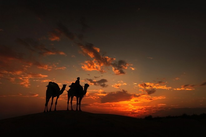 The desert of the sunset