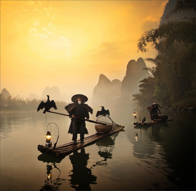 Cormorants and Old Fisherman, Guilin