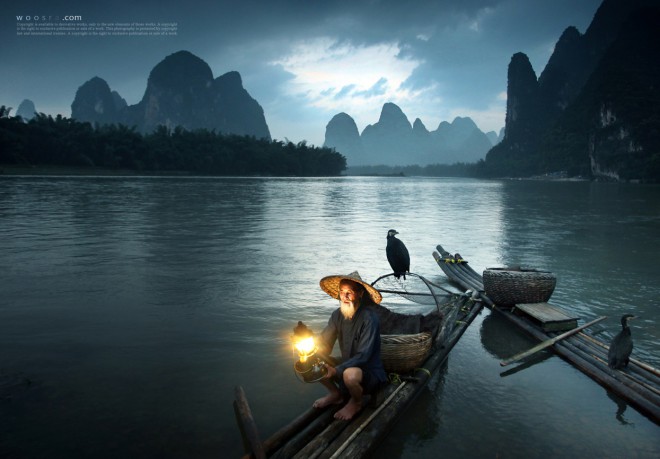 Cormorants and Old Fisherman, Guilin